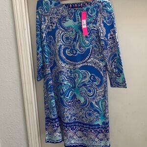 Elegant Blue Paisley Dress